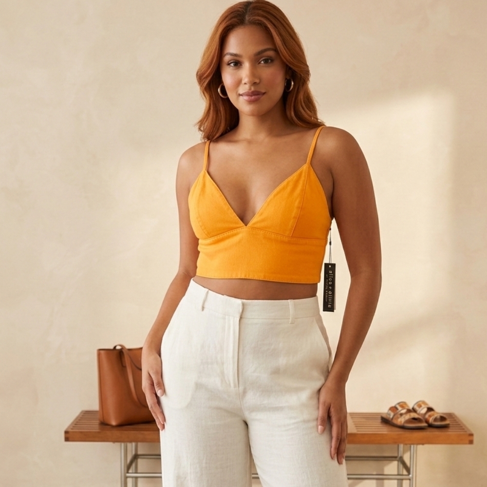 Alice + Olivia Orange Crop Top - Picture 1 of 4